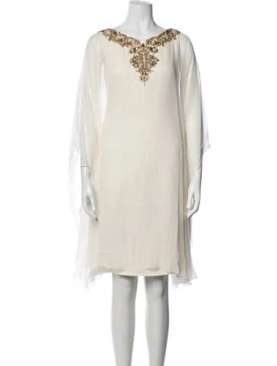 Pre-owned Reem Acra Silk Mini Dress In Neutrals