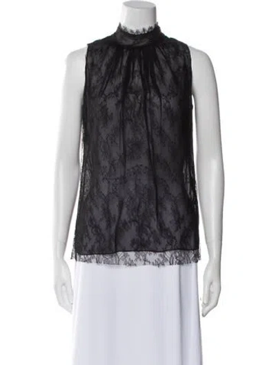 Pre-owned Reem Acra Silk Mock Neck Blouse In Multi