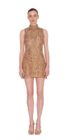 Reem Acra Sleeveless Embroidered Mini Dress In Beige