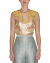 Reem Acra Sleeveless Fils-coupe Top In Gold
