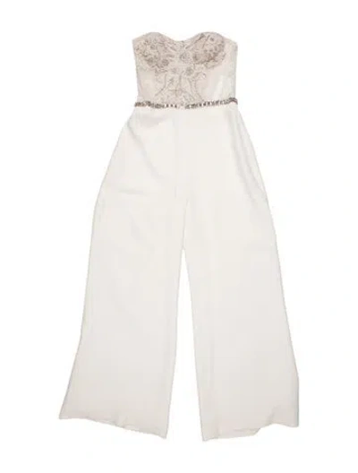 Pre-owned Reem Acra Square Neckline Jumpsuit In White
