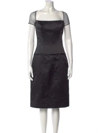 Pre-owned Reem Acra Square Neckline Knee-length Dress In Black