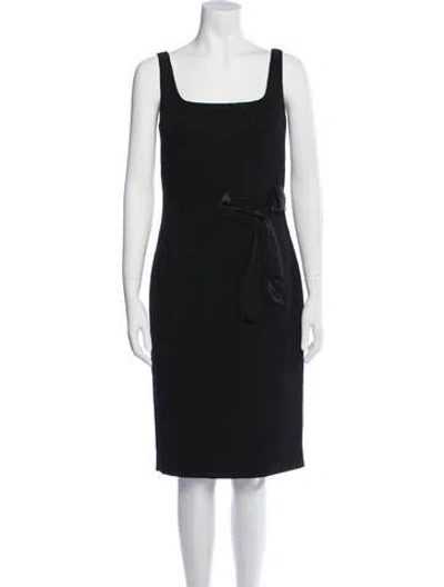 Pre-owned Reem Acra Square Neckline Knee-length Dress In Black