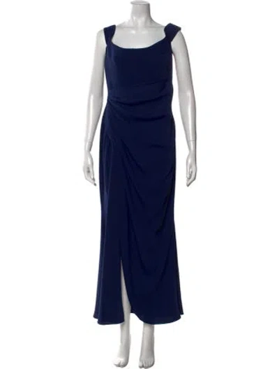 Pre-owned Reem Acra Square Neckline Long Dress In Blue