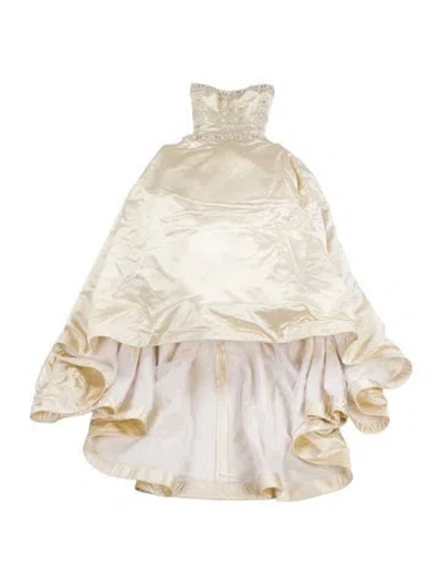 Pre-owned Reem Acra Strapless Long Dress In Neutral