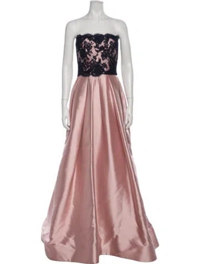 Pre-owned Reem Acra Strapless Long Dress In Pink