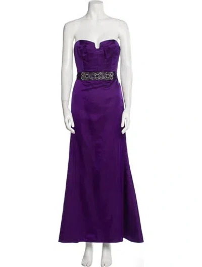 Pre-owned Reem Acra Strapless Long Dress In Purple