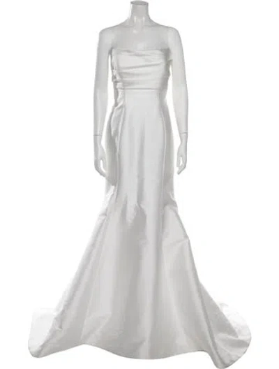 Pre-owned Reem Acra Strapless Long Dress In White