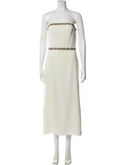 Pre-owned Reem Acra Strapless Midi Length Dress In Neutral