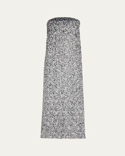 Reem Acra Strapless Sequined Column Gown