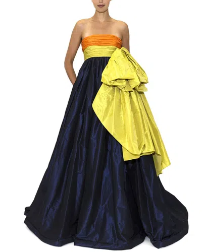 Reem Acra Taffeta Ball Gown In Blue