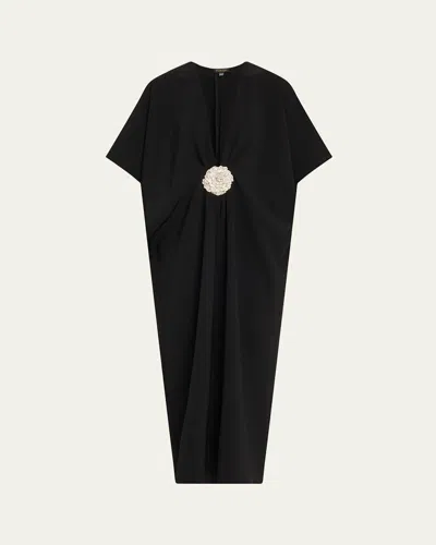 Reem Acra V-neck Crepe Midi Caftan