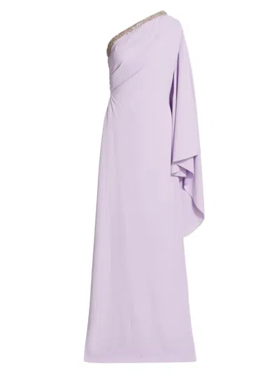 Reem Acra Women's Embellished One-shoulder Crepe Gown In Purple