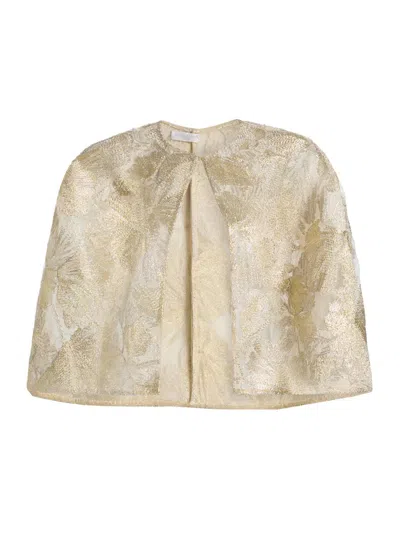 Reem Acra Women's Raffia Metallic Capelet In Beige Gold