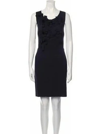 Pre-owned Reem Acra Wool Mini Dress In Blue