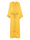 Reem Al Dhaheri Embroidered V-neck Midi Kaftan In Yellow
