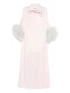 Reem Al Dhaheri Feather-trim Kaftan In Pink