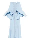 Reem Al Dhaheri Ruffled Embroidered Maxi Kaftan In Blue
