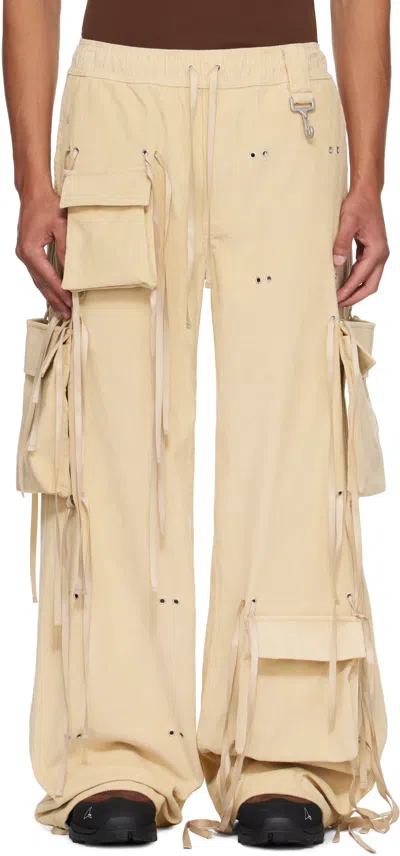 REESE COOPER BEIGE CORDUROY MODULAR POCKET CARGO PANTS