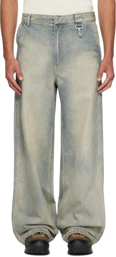 REESE COOPER BLUE CONCEALED BUTTON STRAIGHT LEG JEANS