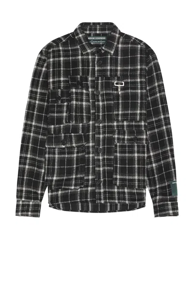 Reese Cooper Cargo Pocket Flannel Shirt In Black