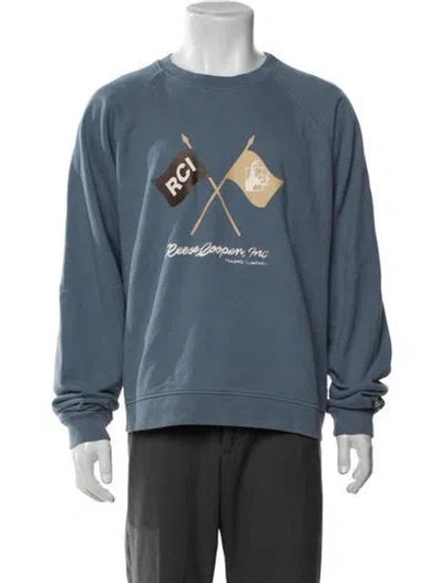 Pre-owned Reese Cooper Graphic Print Crew Neck Sweatshirt In Blue