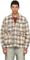 Reese Cooper Gray & Beige Milled Flannel Cargo Button Down Shirt In Gray
