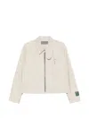 Reese Cooper Herringbone Zip-up Jacket In White