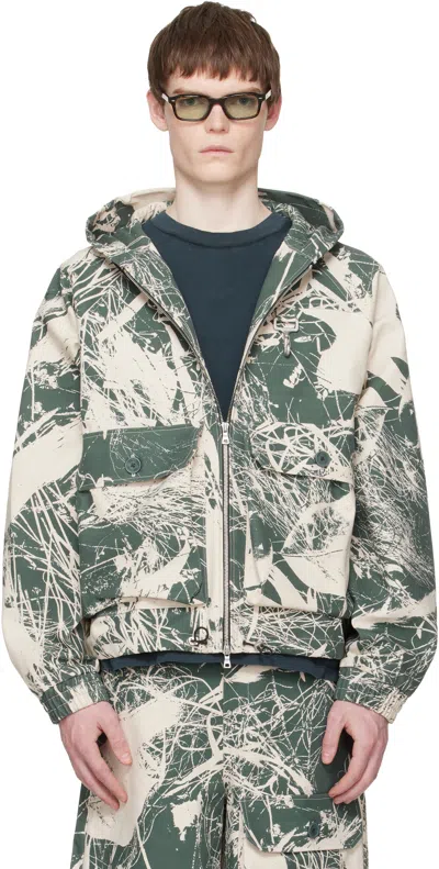 Reese Cooper Khaki & Off-white Duck Canvas Hooded Cargo Jacket