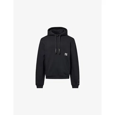 Reese Cooper Mens Black Stack Logo Cotton-fleece Hoody