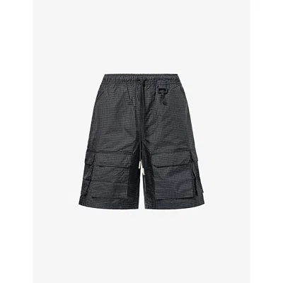 Reese Cooper Mens Black Tahoe Check-print Ripstop Cargo Shorts