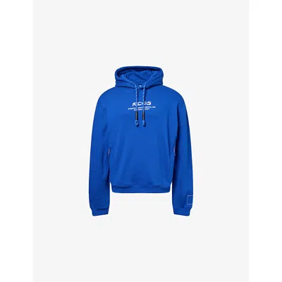 Reese Cooper Mens Cobalt Script-logo Relaxed-fit Cotton-fleece Hoody Xl In Black