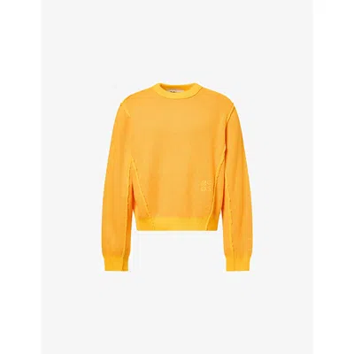 Reese Cooper Mens Orange Sequoia Knitted Jumper Xl In Yellow