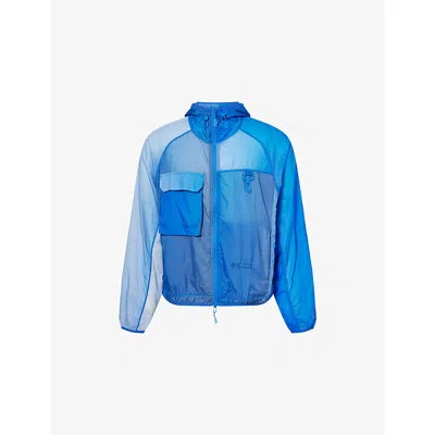 Reese Cooper Mens Blue Griffith Hooded Ripstop Run Jacket