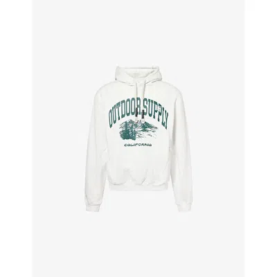 Reese Cooper Mens Heather Grey Outdoors Graphic-print Cotton Hoodie In White