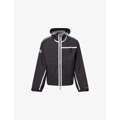 Reese Cooper Mens Black Sequoia Hooded Shell Jacket In Animal Print