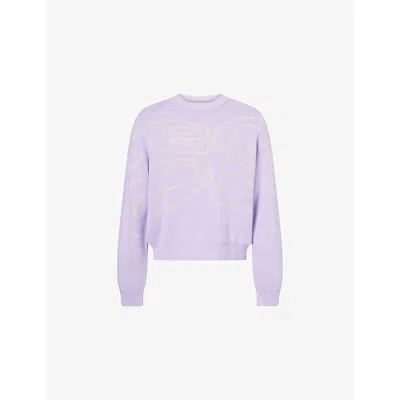 Reese Cooper Mens Lavender Stacked Logo Cotton-blend Jumper Xl In Animal Print