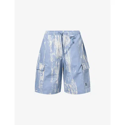 Reese Cooper Mens Slate Bark Tree Sierra Logo-embroidered Cotton-ripstop Shorts In Blue