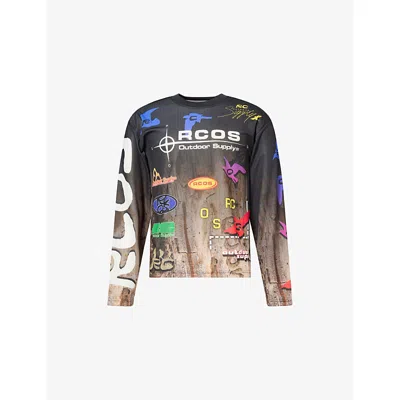 Reese Cooper Mens Tree Bark Owens Long-sleeve Micro-mesh Jersey Top In Multi