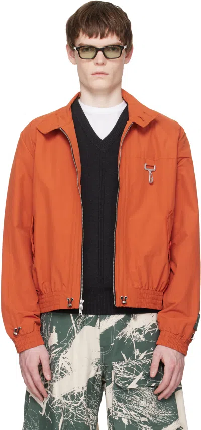 Reese Cooper Orange Nylon Cinched Harrington Jacket