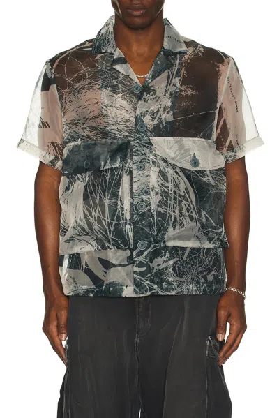 Reese Cooper Organza Short Sleeve Cargo Shirt In Multi