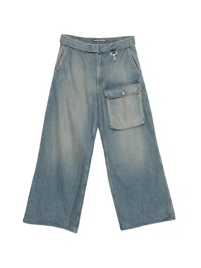 Reese Cooper Patch-pocket Belted Trousers In Blue