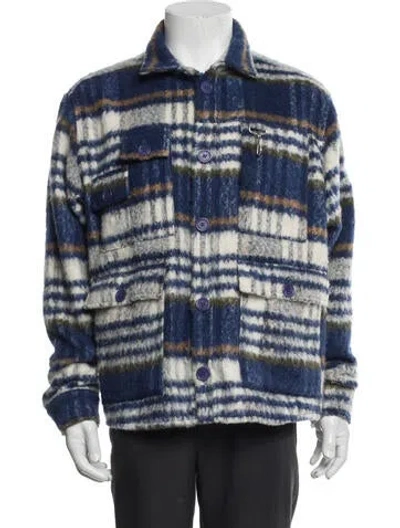 Pre-owned Reese Cooper Plaid Print Jacket In Blue