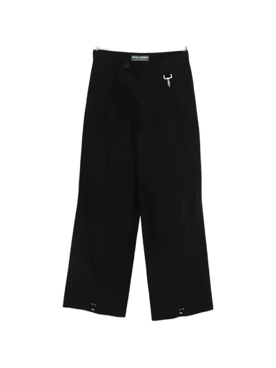 Reese Cooper Pleated Ripstop Trousers In Black