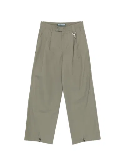 Reese Cooper Ripstop Pleated Trousers In Green