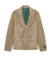 Reese Cooper Wool Double Breasted Blazer In Gray