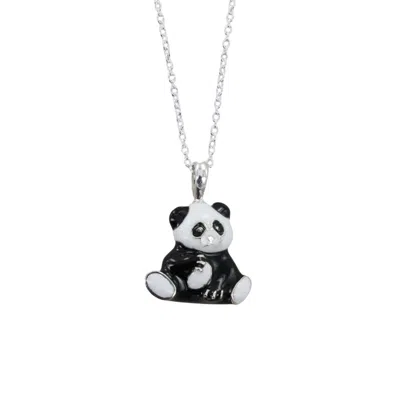 Reeves & Reeves Women's Black / White / Silver Panda Black & White Enamel Necklace In Metallic