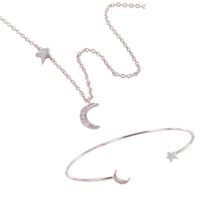 Reeves & Reeves Women's Rose Gold Star And Moon Set In White