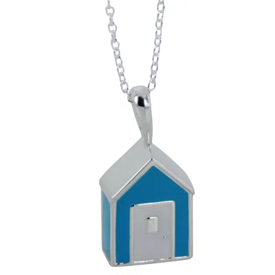 Reeves & Reeves Women's Silver / Blue Beach Hut Sterling Silver And Enamel Necklace In Metallic