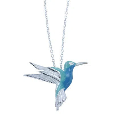 Reeves & Reeves Women's Silver / Blue / Green Sterling Silver Hummingbird And Enamel Necklace